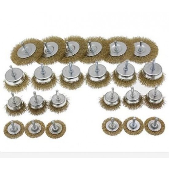 SPAZZOLA ACCIAIO FILO ONDULATO SET. 24 PZ. TAZZA E DISCO (D.50/80/100)