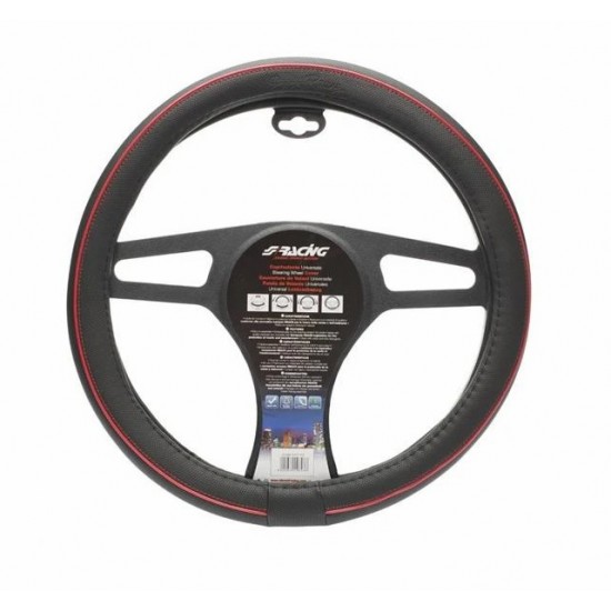 COPRIVOLANTE SPEED ECOPELLE NERA CUCITURA E INSERTO ROSSI CM.37/39