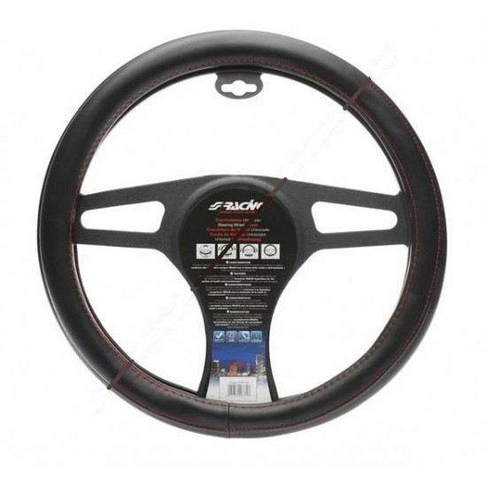 COPRIVOLANTE RED SEAM ECOPELLE NERA CUCITURA ROSSA CM.37/39