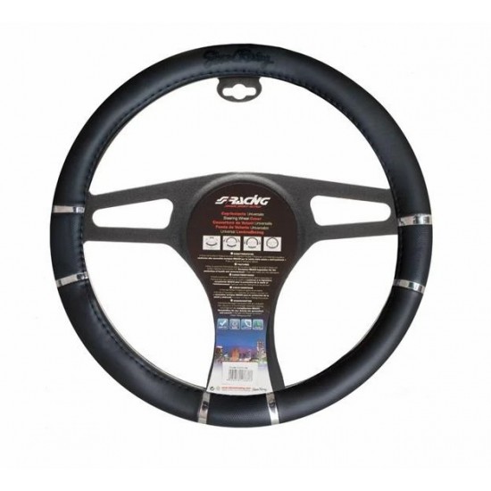 COPRIVOLANTE CHROME&BLACK ECOPELLE NERA INSERTI CROMATI CM.37/39