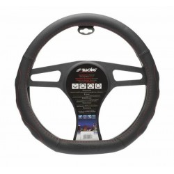 COPRIVOLANTE COMPETIZIONE ECOPELLE NERA CUCITURA ROSSA CM.37/39