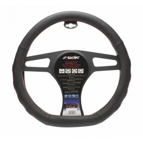 COPRIVOLANTE COMPETIZIONE ECOPELLE NERA CUCITURA ROSSA CM.37/39