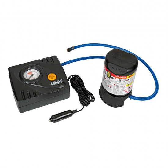 KIT RIPARAZIONE PNEUMATICI AUTOMATICO 12V + 450 ML. SIGILLANTE