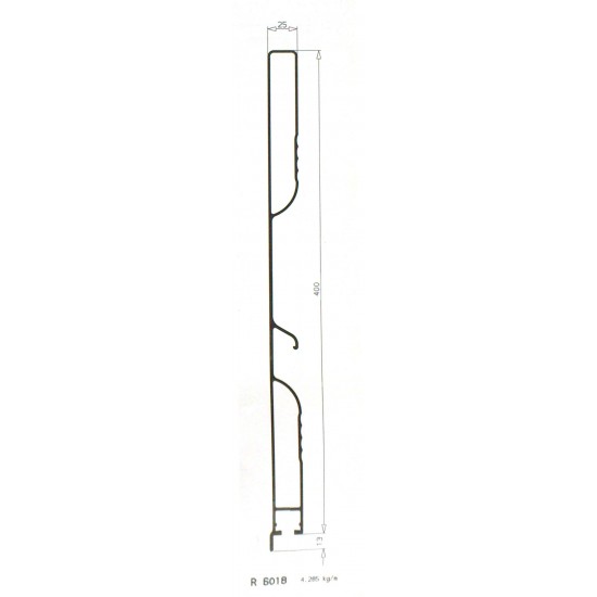 BARRA SPONDA ALLUMINIO H.CM.40 L.MT.1