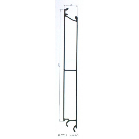 BARRA ALLUMINIO PIENA CENTRALE SPONDA H.CM.20 L.MT.1