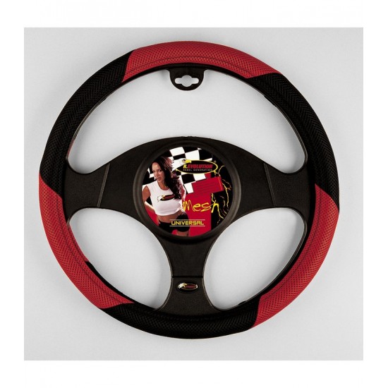 COPRIVOLANTE IN PELLE SQUAW NERO/ROSSO