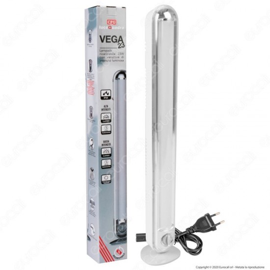 LAMPADA LED RICARICABILE 23W CON LUMINOSITA' REGOLABILE