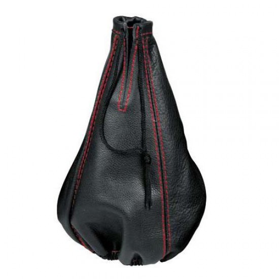 CUFFIA CAMBIO NERA CON CUCITURE ROSSE