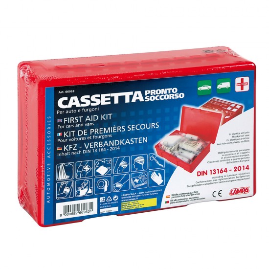 KIT CASSETTA PRONTO SOCCORSO PER AUTO OMOLOG. DIN 13164