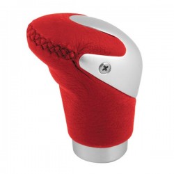 POMELLO FANTOM PELLE ROSSA ALLUMINIO SPAZZOLATO ES.