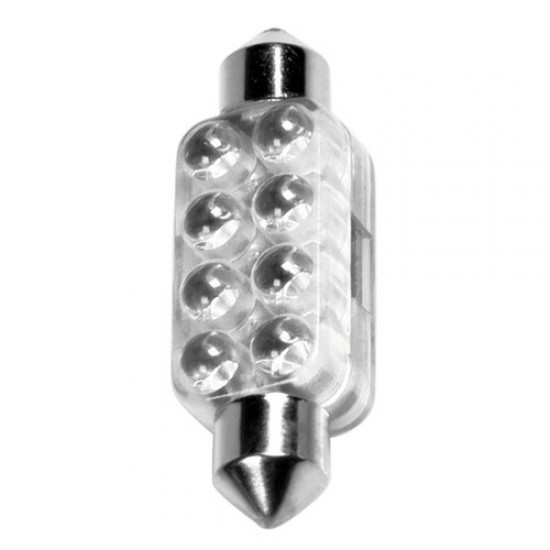 LAMPADA SILURO ROSSO 13X44MM. 12V EXTRA-BRIGHT 8 LED