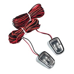 MICRO LAMPADE BLU 12V TWIN-LED CROMATE E CARENATE A DOPPIO LED CAVO 5MT A CP.