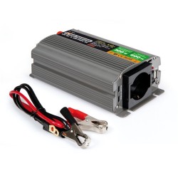 INVERTER 12V-220V AC MAX 300W SPUNTO 600W PRESA TIPO SCHUCKO