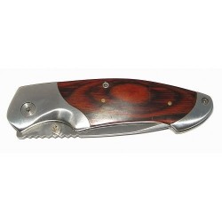 COLTELLO SERRAMANICO INOX LAMA 80MM. C/MANICO IN LEGNO