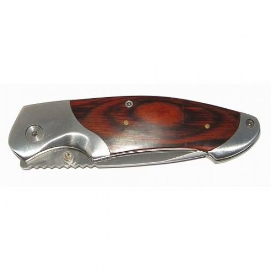 COLTELLO SERRAMANICO INOX LAMA 80MM. C/MANICO IN LEGNO