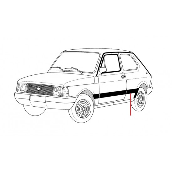 MODANATURA FIANCATA SX GRIGIA FIAT 127 3 SERIE, MA.835/CS,