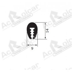 GUARNIZIONE PORTA FIAT 600 AL MT. 9X14 AD INCASTRO (25)