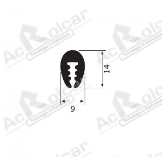 GUARNIZIONE PORTA FIAT 600 AL MT. 9X14 AD INCASTRO (25)