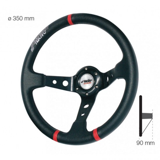 VOLANTE A CALICE GRAVEL PELLE NERA CUC. ROSSE DAIM.350 PROF. 90