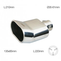 TERMINALE INOX DOPPIO RETTANGOLARE L.160 MM OUT 95X70 X 2