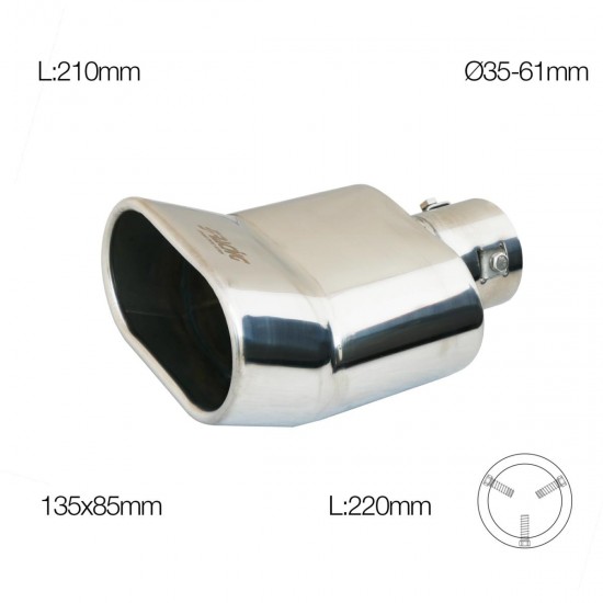TERMINALE INOX DOPPIO RETTANGOLARE L.160 MM OUT 95X70 X 2
