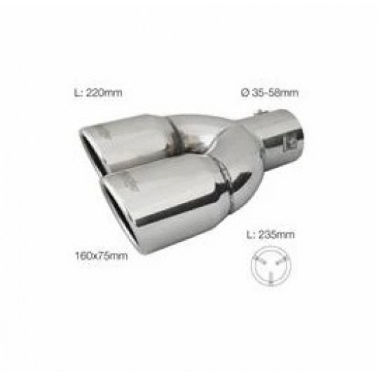 TERMINALE INOX USCITA DOPPIA TONDA INCLIN.SX