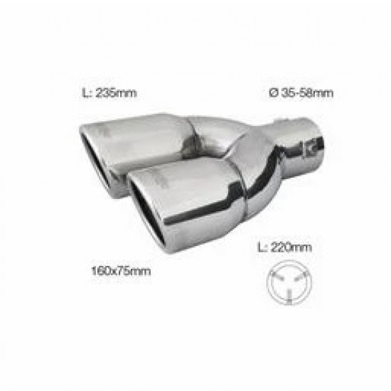 TERMINALE INOX USCITA DOPPIA TONDA INCLIN. DX