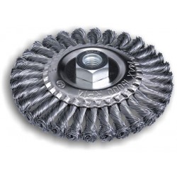 SPAZZOLA ACCIAIO CONICA A MAZZETTI RITORTI ATT.FLEX M14 D.115 MM. - (CZ115) SPAZZOLA ACCIAIO CONICA A MAZZETTI RITORTI ATT.FLEX M14 D.115 MM. - (CZ115)