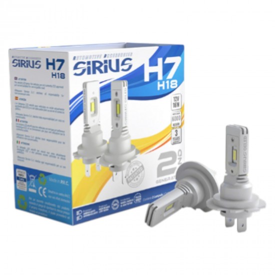 LAMPADE LED H7-H18 SIRIUS 6000K COPPIA